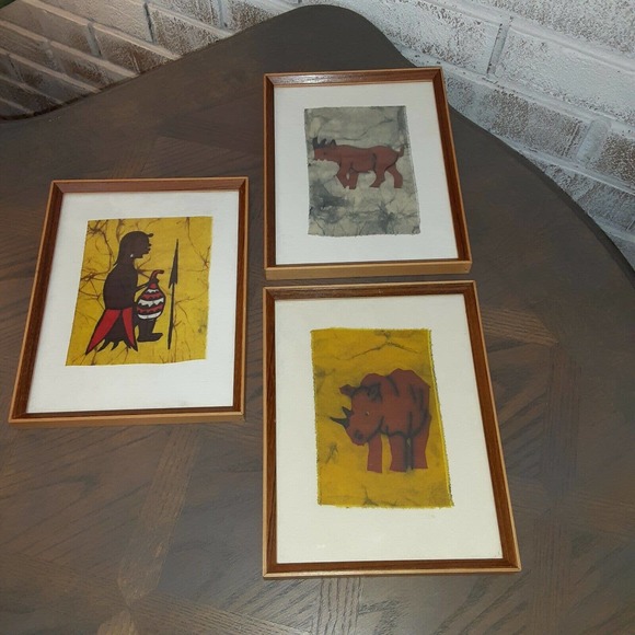 Vintage Ref/Lo Paul Rovs Primitive Prints On Cloth Set Of 3
